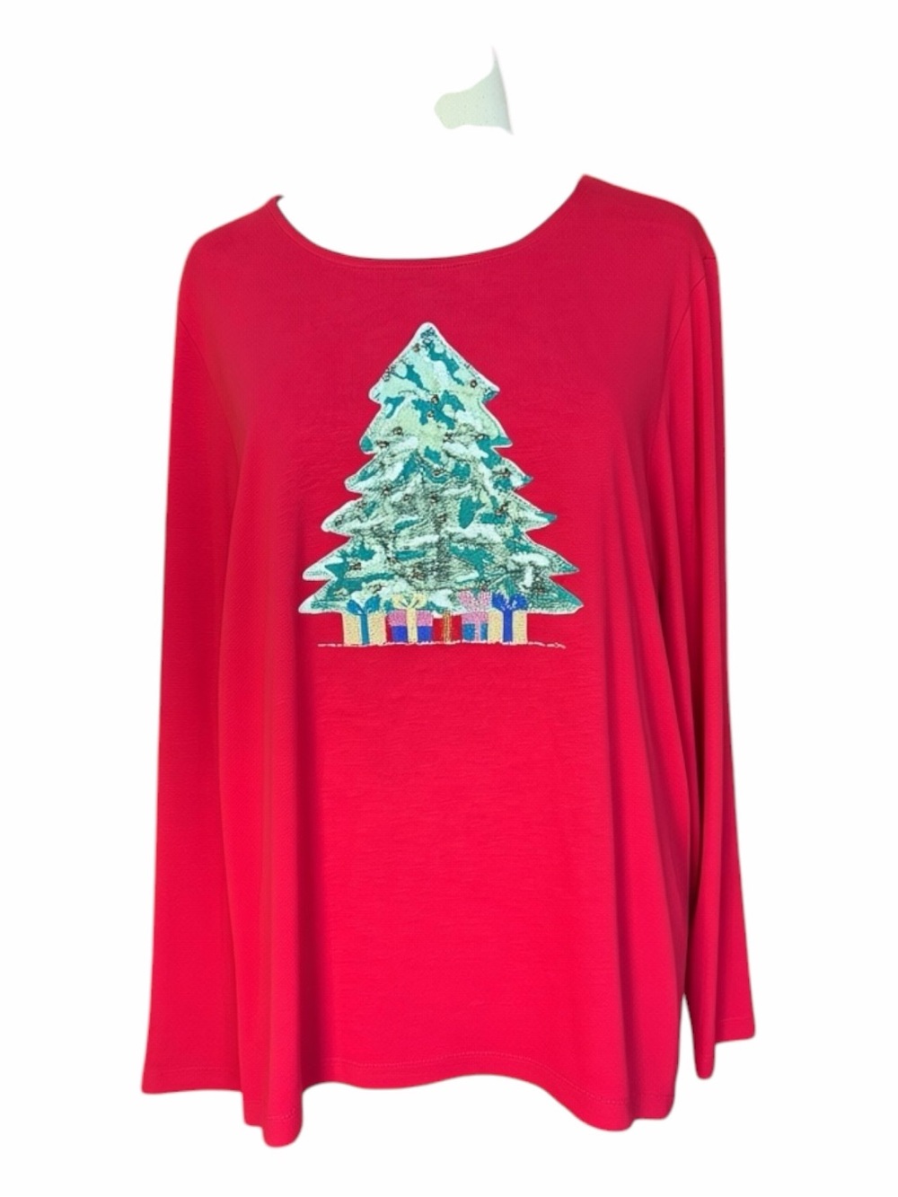 NWOT‎ Coldwater Creek 100% Cotton Christmas Tree Beaded Ornament Holiday Shirt